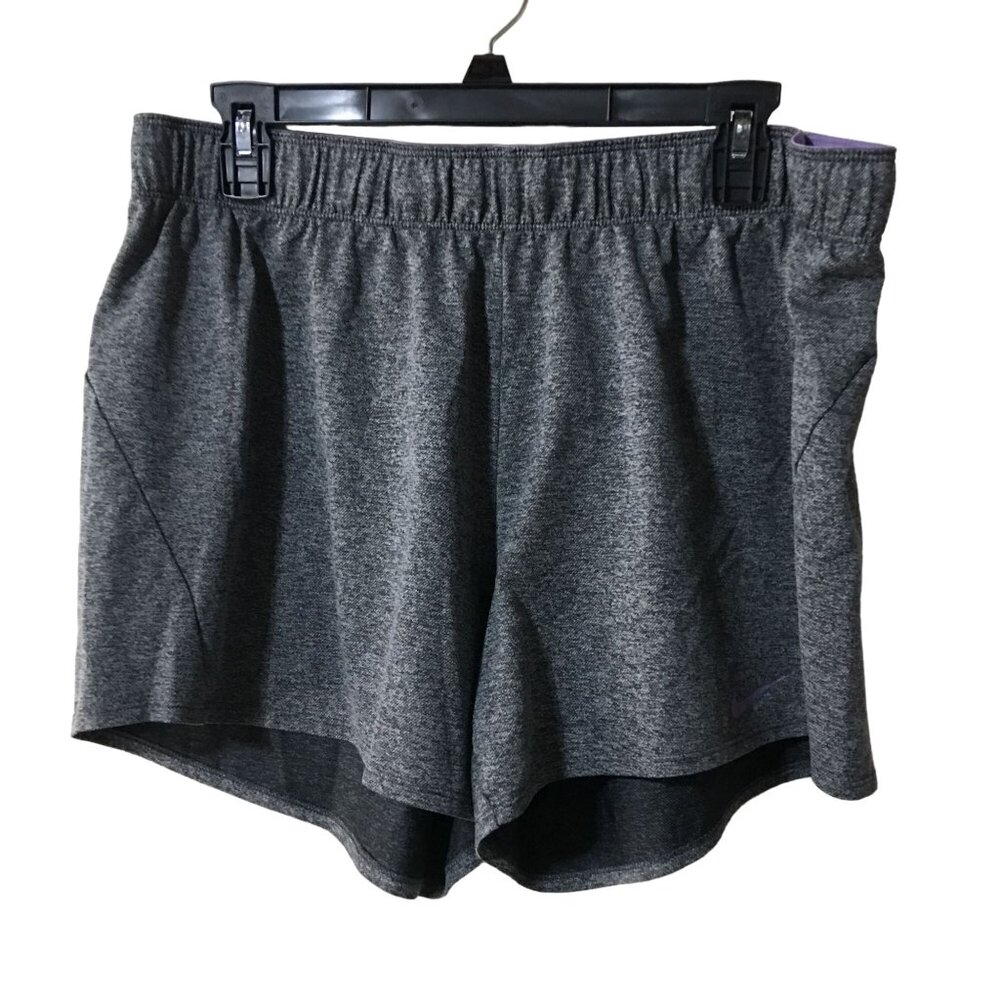 NIKE DRI-FIT HEATHERED GRAY PURPLE LIGHTWEIGHT WOMENS SHORTS SIZE XL